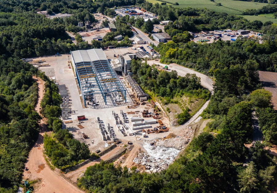 Top view of Rockbeare Quarry industrial estate in Exeter