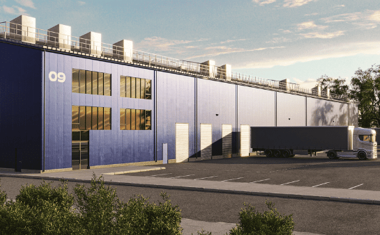 Severngate Business Park building with spacious car park and loading area