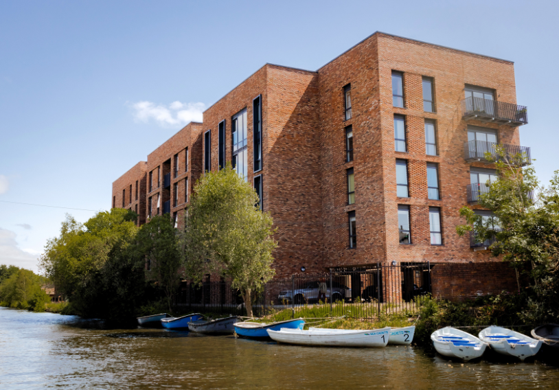Building with Canal Side view of The Wharf Residential Development in Altrincham